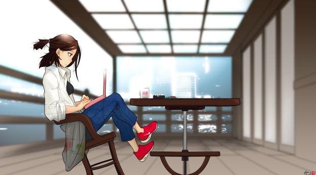 girl, anime, computer Wallpaper 640x960 Resolution