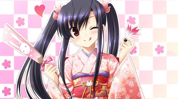 girl, anime, kimonos Wallpaper