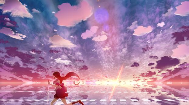 girl, anime, sky Wallpaper 1920x1080 Resolution