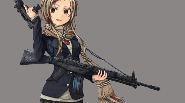 girl, anime, weapons Wallpaper