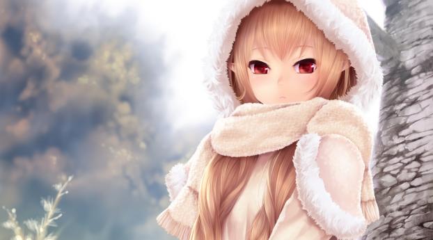 girl, anime, winter Wallpaper