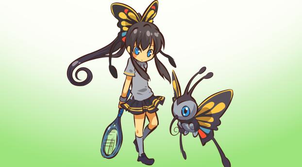 girl, butterfly, colorful Wallpaper 2560x1400 Resolution