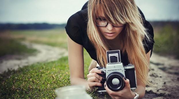 girl, camera, photography Wallpaper 1242x2688 Resolution
