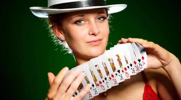 girl, cards, shuffle Wallpaper 480x484 Resolution