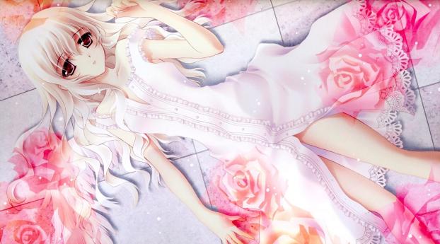 girl, dress, roses Wallpaper 1080x2160 Resolution