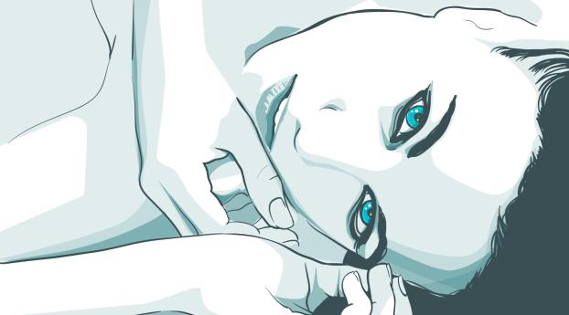 girl, face, blue eyes Wallpaper 640x960 Resolution