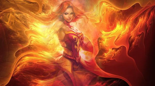 girl, flame, fire Wallpaper