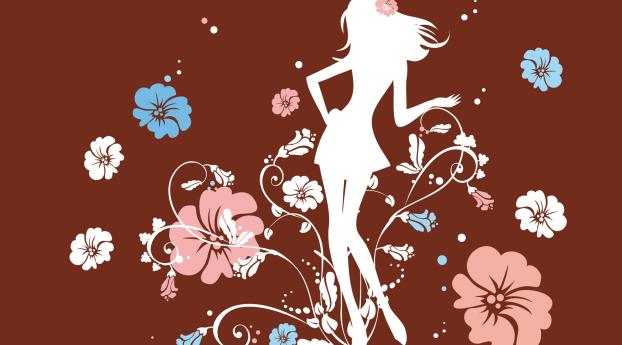 girl, flowers, silhouette Wallpaper 1280x800 Resolution