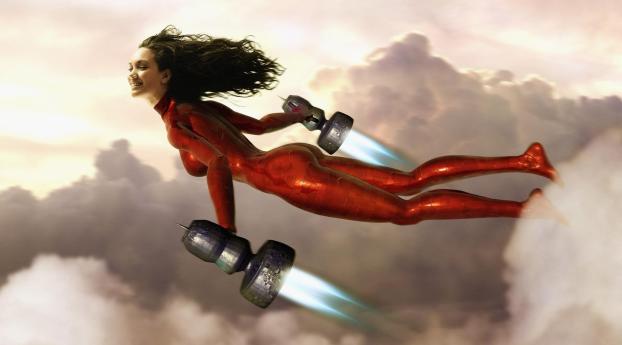 girl, flying, super hero Wallpaper