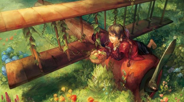 girl, fruit, lie Wallpaper 1440x900 Resolution
