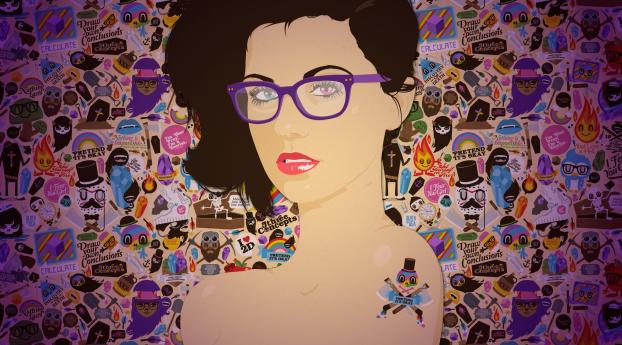 girl, glasses, face Wallpaper 1360x768 Resolution