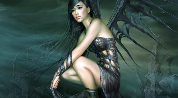 girl, grief, wings Wallpaper 480x800 Resolution