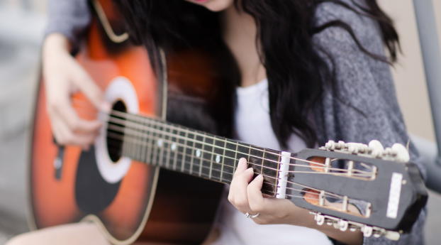 girl, guitar, hands Wallpaper 2560x1707 Resolution