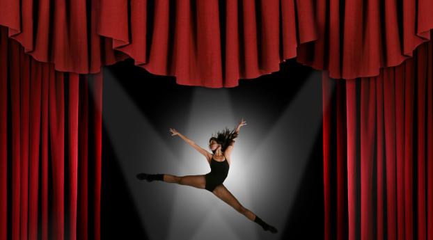 girl, gymnast, jump Wallpaper 1440x900 Resolution