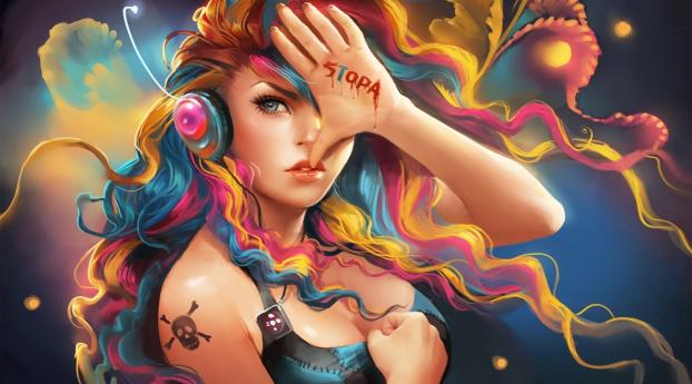 girl, hair, palm Wallpaper 1440x2960 Resolution