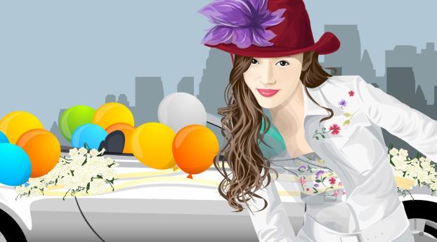 girl, hat, flower Wallpaper 1080x2270 Resolution