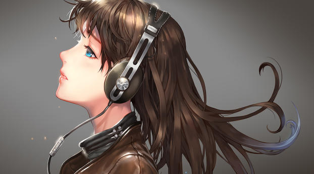 girl, headphones, profile Wallpaper 2048x1152 Resolution