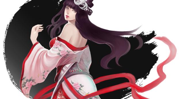 girl, japan, kimono Wallpaper 1440x2560 Resolution