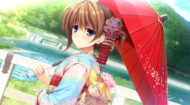 girl, japan, umbrella Wallpaper 720x1440 Resolution