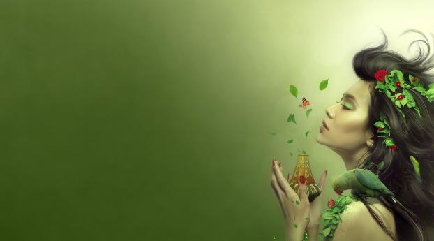 girl, leaves, aroma Wallpaper 1080x2160 Resolution