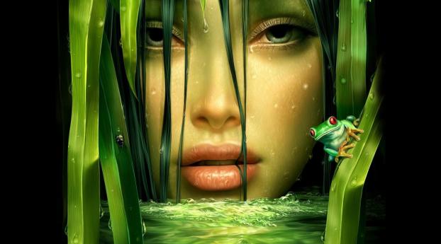 girl, person, frog Wallpaper 1440x2960 Resolution