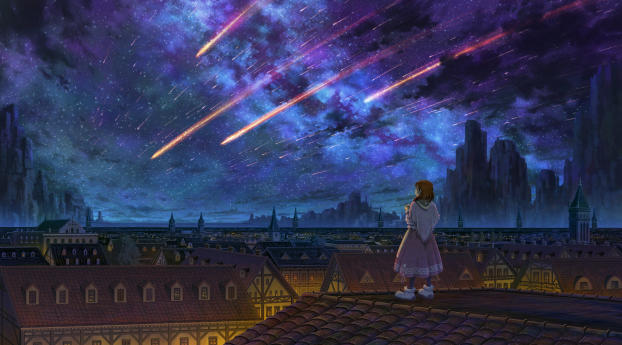 Girl Starring Starry Sky Wallpaper 640x480 Resolution