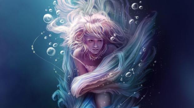 girl, under water, bubbles Wallpaper 640x1136 Resolution