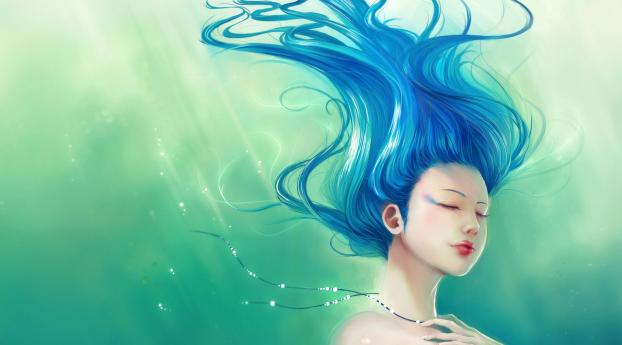 girl, under water, hair Wallpaper 2560x1440 Resolution