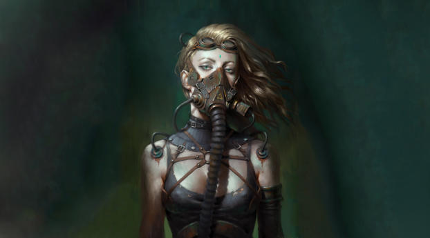 Girl Wearing Mask Cyberpunk Wallpaper 2880x1800 Resolution