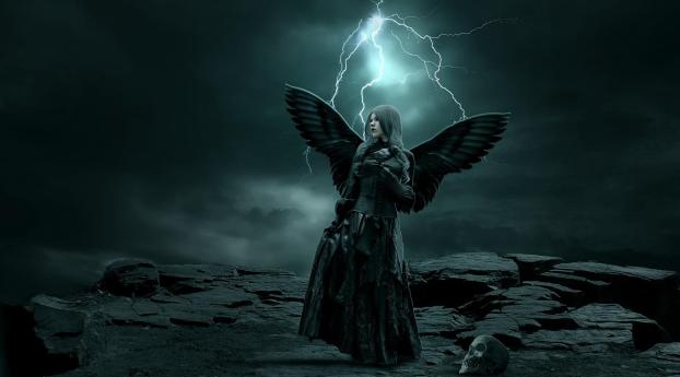 girl, wings, dark Wallpaper 720x1280 Resolution