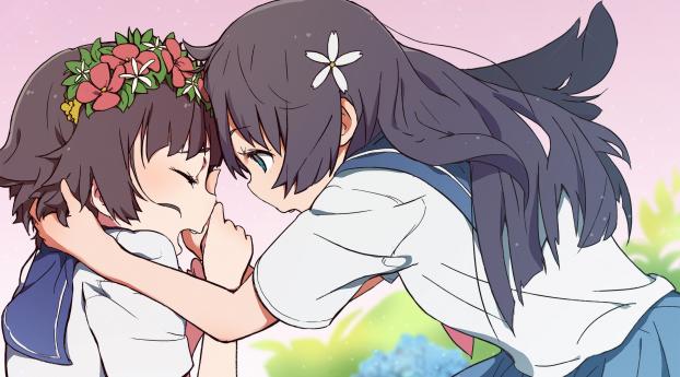 girls, anime, emotions Wallpaper 2560x1024 Resolution