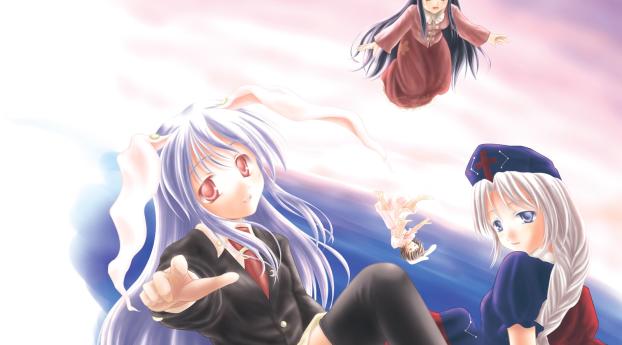 girls, flying, sky Wallpaper 320x568 Resolution