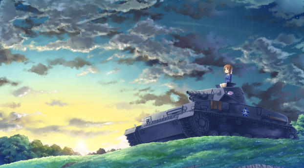 girls und panzer, nishizumi miho, tank Wallpaper 480x484 Resolution