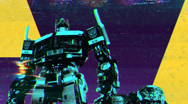 Glitch Poster of Transformers Rise of the Beasts Wallpaper 1440x3200 Resolution