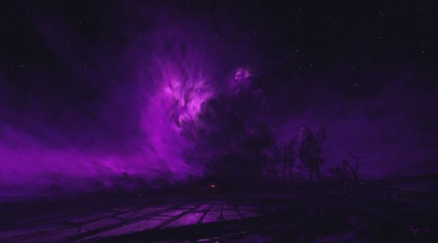 Glowing Purple Cloud Art Wallpaper 720x1560 Resolution