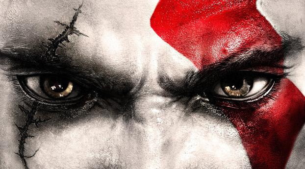 God of War 2018 Video Game Kratos Eyes Wallpaper 640x960 Resolution