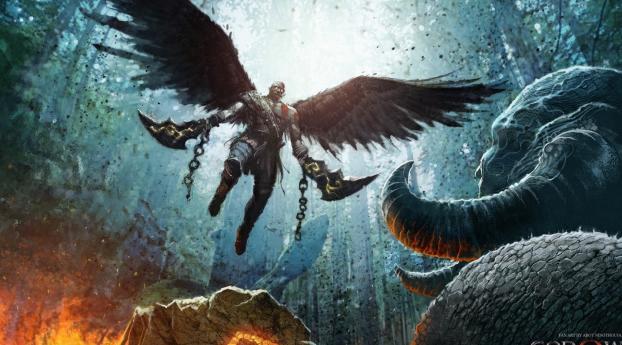 god of war 4, wings, warrior Wallpaper 1280x2120 Resolution