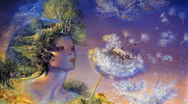 goddess, breathing, flower Wallpaper 1600x900 Resolution