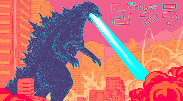 Godzilla 4k Minimal Digital Art Wallpaper 3840x1080 Resolution