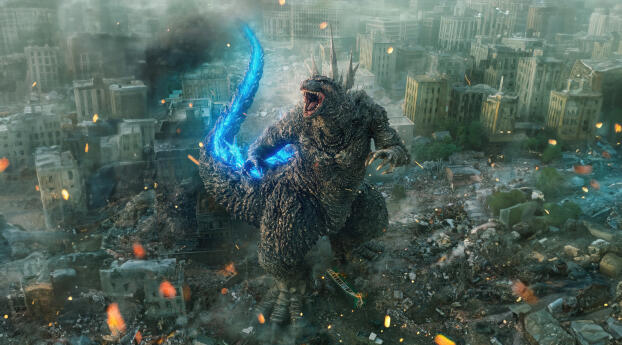 Godzilla Minus One Movie Poster Wallpaper 1024x768 Resolution