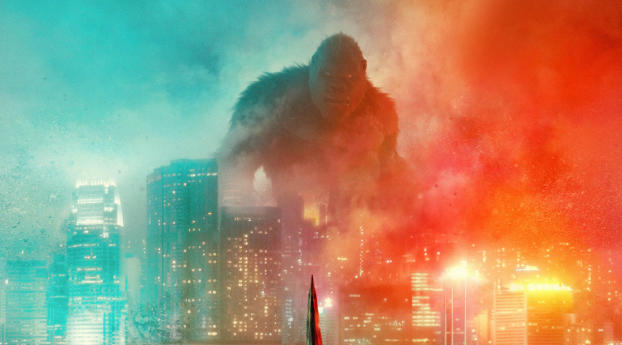 Godzilla vs Kong 2021 Wallpaper 1440x310 Resolution