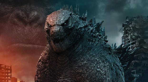 Godzilla Vs Kong King Characters Fan Poster Wallpaper 828x1792 Resolution
