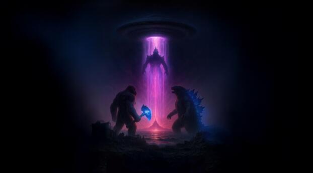 Godzilla X Kong Supernova Digital KeyArt Wallpaper 3840x2400 Resolution