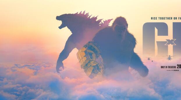 Godzilla x Kong The New Empire Banner Key Art Wallpaper 1179x2556 Resolution
