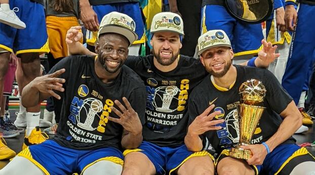 Golden State Warriors Champions Stephen Curry, Klay Thompson and Draymond Green 2022 Wallpaper