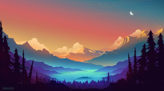 Gradient Landscape 4k Illustration Wallpaper 360x480 Resolution