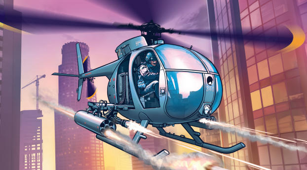 grand theft auto 5, helicopter, art Wallpaper 1440x2560 Resolution