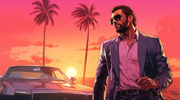 Grand Theft Auto 6 Sunset Wallpaper 1080x2240 Resolution