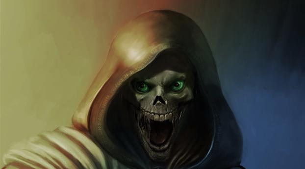 Grim Reaper Skeleton Face Wallpaper 1336x768 Resolution