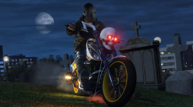 GTA 5 Online Halloween DLC Bike Wallpaper 1360x768 Resolution